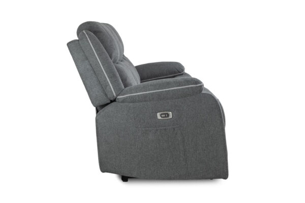 Harald Electric Recliner 3 Seater - Grey Fabric - Image 6