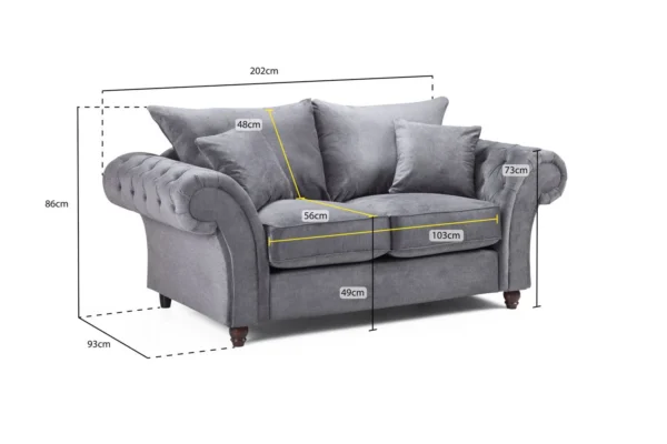 Windsor Fullback 2 Seater - Grey - Image 7