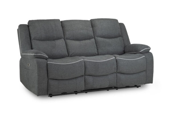 Harald Electric Recliner 3 Seater - Grey Fabric
