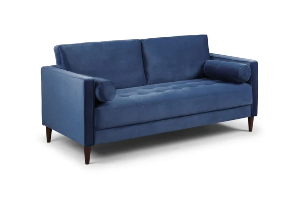 Scott Velvet 3 Seater - Blue