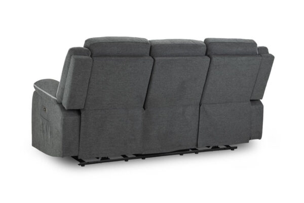 Harald Electric Recliner 3 Seater - Grey Fabric - Image 2