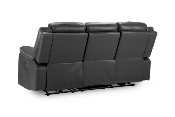 Harald Electric Recliner Leather 3 Seater - Black - Image 2