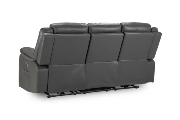 Harald Electric Recliner Leather 3 Seater - Grey - Image 2