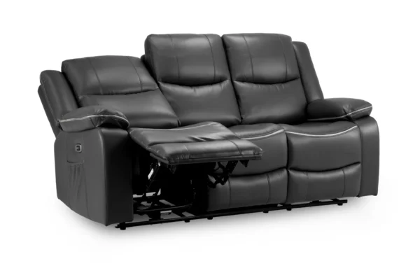 Harald Electric Recliner Leather 3 Seater - Black - Image 3