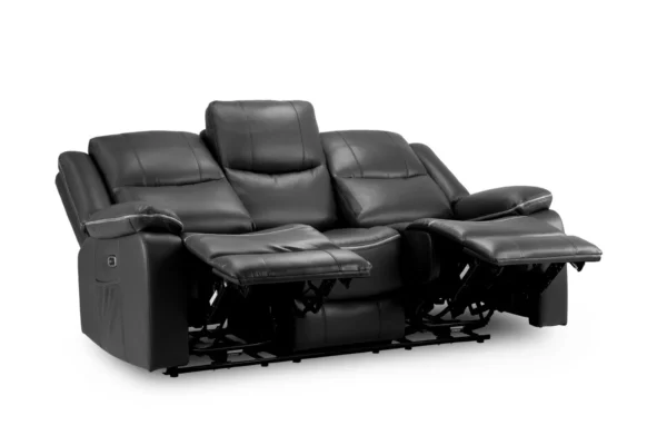 Harald Electric Recliner Leather 3 Seater - Black - Image 4