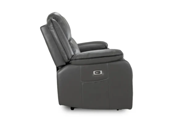 Harald Electric Recliner Leather 3 Seater - Grey - Image 6