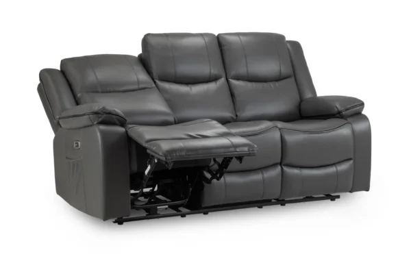 Harald Electric Recliner Leather 3 Seater - Grey - Image 4