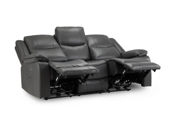 Harald Electric Recliner Leather 3 Seater - Grey - Image 5