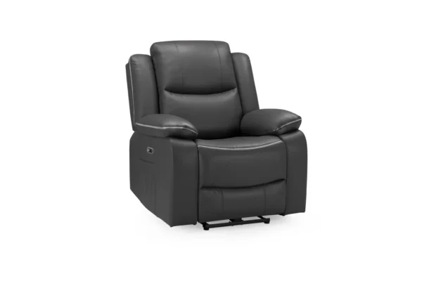 Harald Electric Recliner Leather Armchair - Black