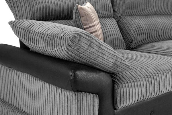 Logan Black/Grey 3 Seater Sofa - Image 3