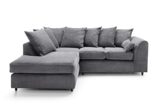 Jumbo Cord Left Hand Corner Sofa - Grey