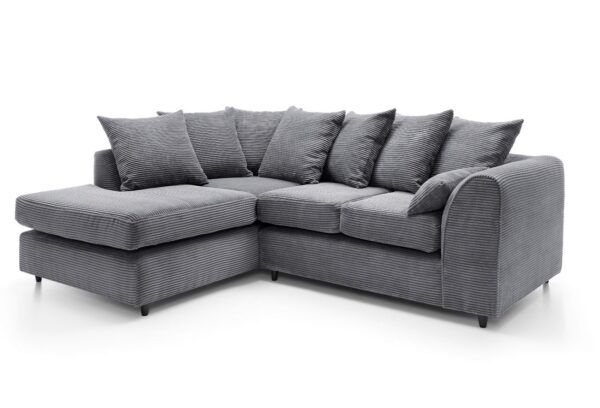Jumbo Cord Left Hand Corner Sofa - Grey - Image 3