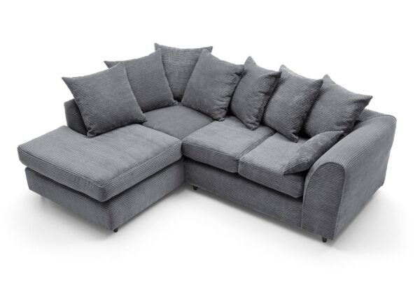 Jumbo Cord Left Hand Corner Sofa - Grey - Image 4