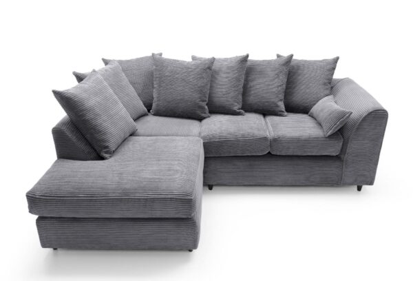 Jumbo Cord Left Hand Corner Sofa - Grey - Image 5