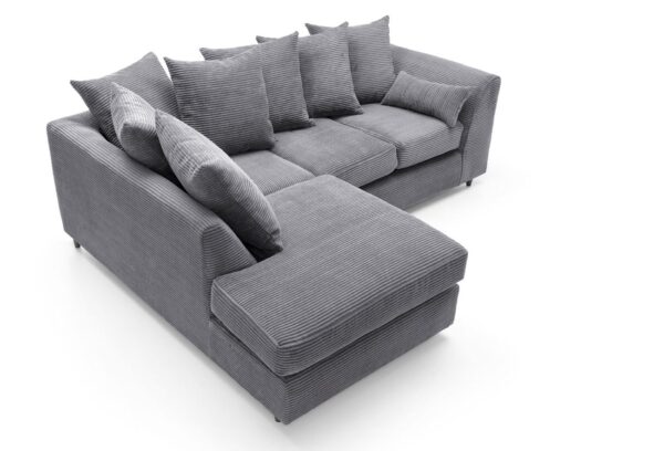 Jumbo Cord Left Hand Corner Sofa - Grey - Image 6