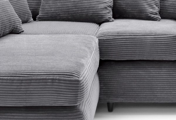 Jumbo Cord Left Hand Corner Sofa - Grey - Image 9