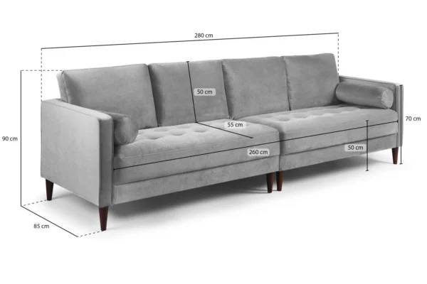 Scott Velvet 4 Seater Sofa - Teal - Image 7