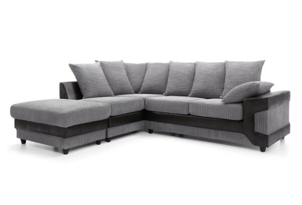 Dino Left Hand Corner Sofa - Blk/Gry - Image 2