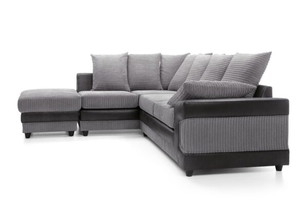 Dino Left Hand Corner Sofa - Blk/Gry - Image 3