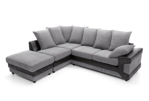 Dino Left Hand Corner Sofa - Blk/Gry - Image 4