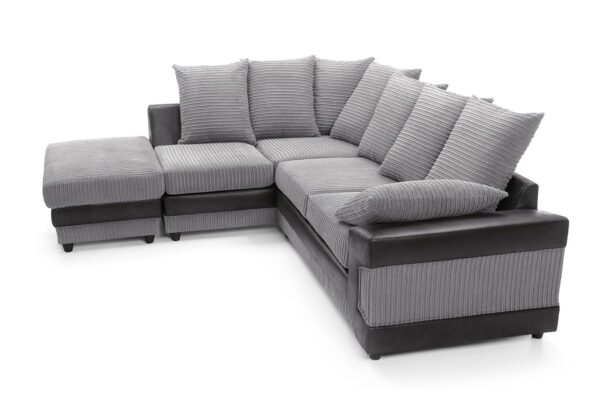 Dino Left Hand Corner Sofa - Blk/Gry - Image 5