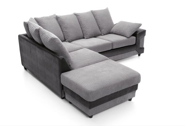 Dino Left Hand Corner Sofa - Blk/Gry - Image 7