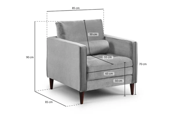 Scott Velvet Armchair - Teal - Image 7