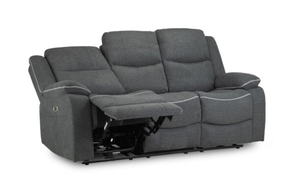 Harald Electric Recliner 3 Seater - Grey Fabric - Image 4