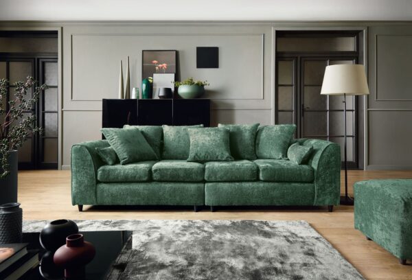 Dylan Crushed Velvet 4 Seater - Green - Image 6